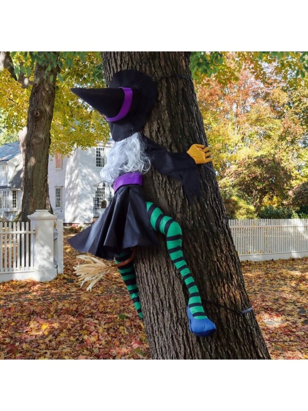 POPGIFTU 63-Inch Crashing Witch Halloween Decoration Flying Witch Tree Prop